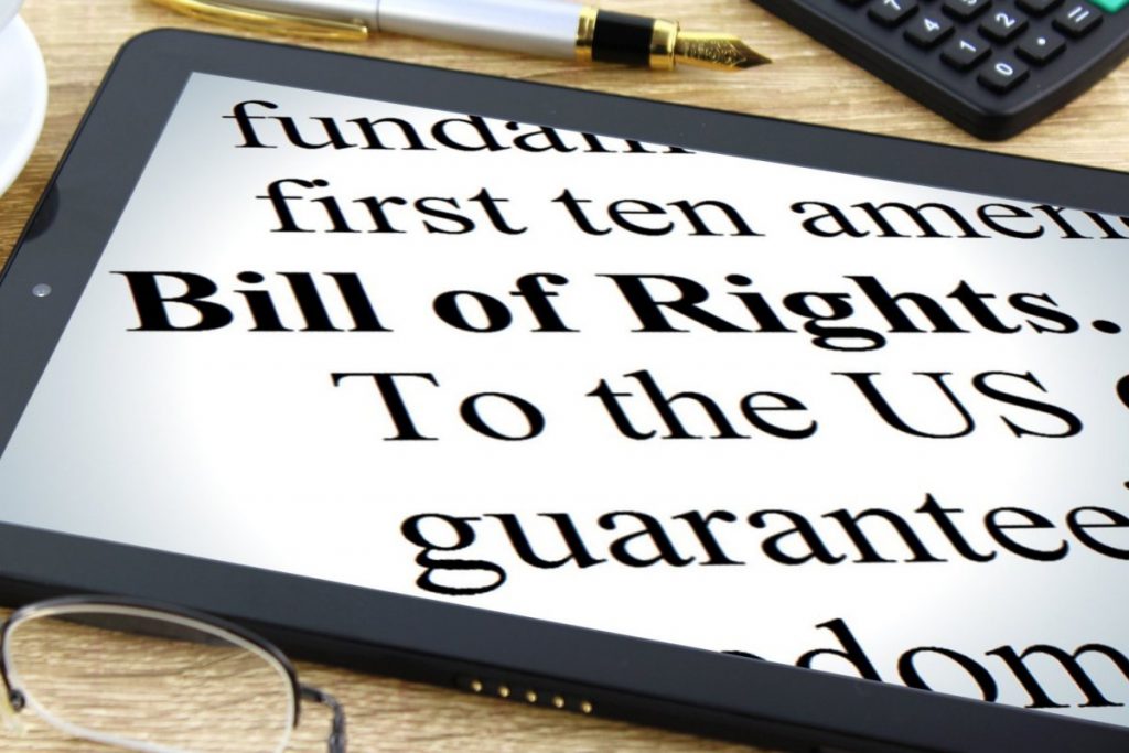 elements of bill of rights on a tablet screen