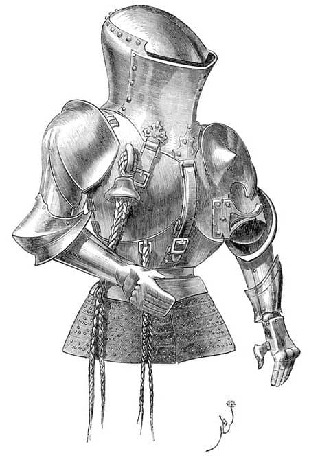 suit of armor with tassels