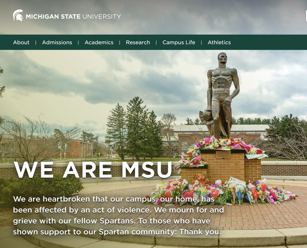 Screenshot of the Michigan State University website